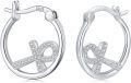 wholesale 925 Sterling Silver Cross Hoop Earrings with Cubic Zirconia - Religious  for Women-0-0