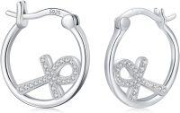 wholesale 925 Sterling Silver Cross Hoop Earrings with Cubic Zirconia - Religious  for Women-Ankh