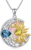 wholesale Sterling Silver Celtic Moon Sun Star Necklace for Women Girls-0-34