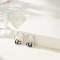 wholesale 925 Sterling Silver Panda Bear Huggie Hoop Earrings for Women - Black and White  Set-0-1