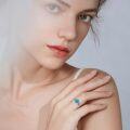 wholesale 925 Sterling Silver Natural Turquoise Stone Boho Style Adjustable Band Ring for Women-0-3