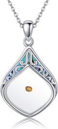 wholesale 925 Sterling Silver Teardrop Abalone Shell & Yellow Stone Pendant Necklace Christian Jewelry for Women-0-0