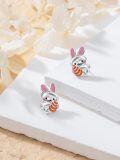 wholesale 925 Sterling Silver Easter Bunny Rabbit Egg Stud Earrings for Girls and Women Gift Ideas-0-4