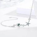 wholesale 925 Sterling Silver Starfish & Sea Turtle Charm Bracelet with Green Stone and Blue Crystals-0-1