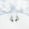 wholesale 925 Sterling Silver Purple Poppy Flower Drop Dangle Earrings with Green Leaves and CZ Stones for Women Girls -0-53