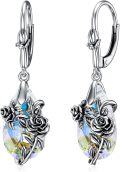 wholesale 925 Sterling Silver Teardrop Aurora Borealis Rose Drop Earrings - Mother's Day Gift for Her-0-0