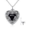 wholesale 925 Sterling Silver Heart Cremation Urn Necklace Oxidized Floral Amethyst Memorial Pendant-0-7