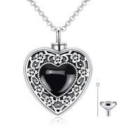 wholesale 925 Sterling Silver Heart Necklace Wholesale With Purple Crystal Pendant Accessory Set-Cherry Blossoms-Obsidian