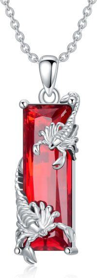 wholesale 925 Sterling Silver Red Crystal Scorpion Pendant Necklaces for Women and Men - Scorpio Zodiac s with Box-red