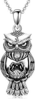 wholesale 925 Sterling Silver Owl Pendant Lotus Flower Charm Necklace for Men Women-0-0