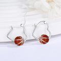 wholesale 925 Sterling Silver Basketball Ball Sporty Hoop Earrings for Women - Hypoallergenic s-0-1