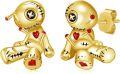 wholesale 925 Sterling Silver Plated Gold Voodoo Doll Stud Earrings - Halloween Gothic Jewelry for Women & Men-0-0
