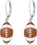 wholesale 925 Sterling Silver Football Shape Enamel Sporty Leverback Dangle Drop Earrings for Women and Girls-0-0