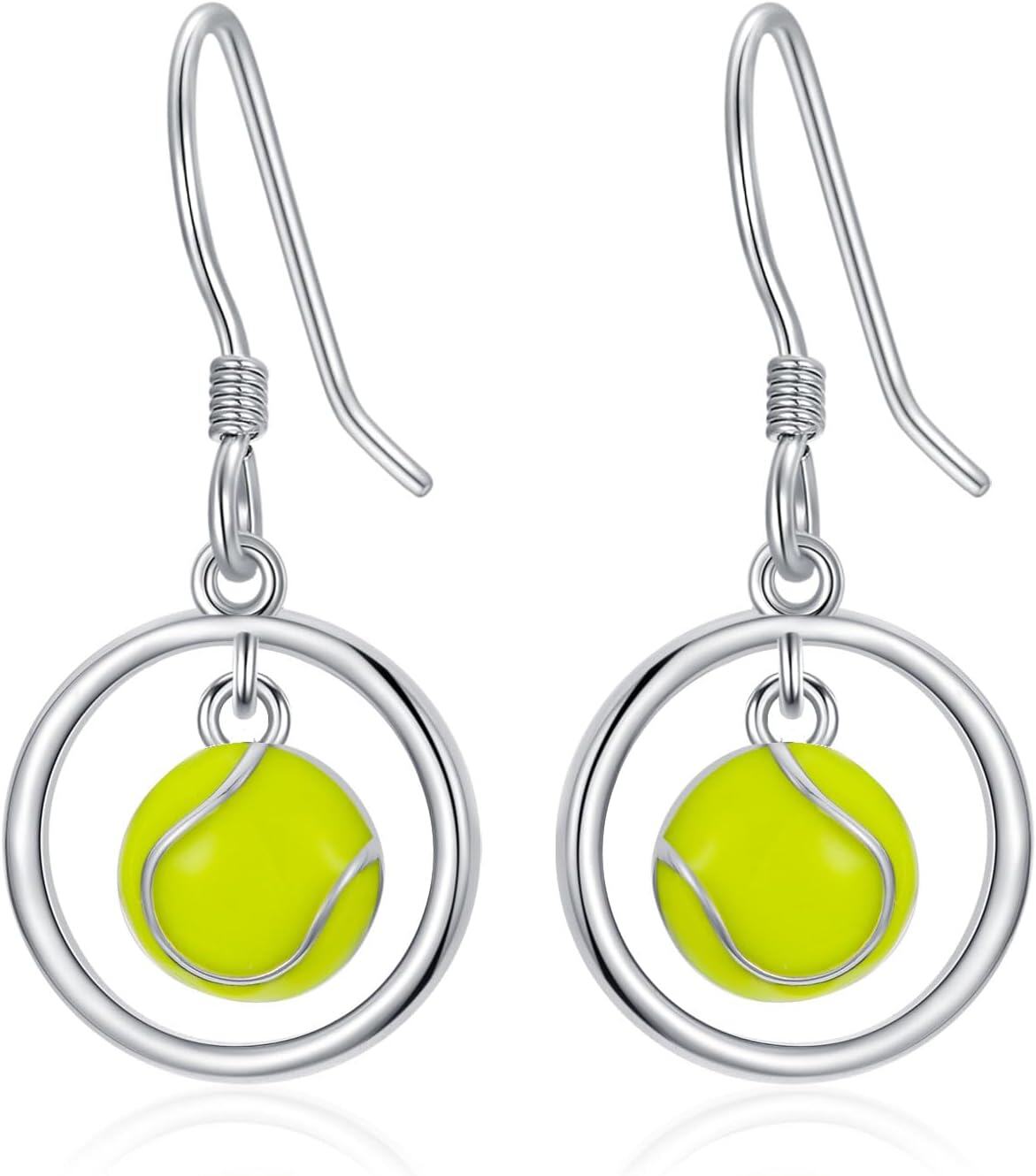  Sterling Silver Sports Earrings for Women Soccer Basketball Volleyball Softball Football Tennis Dangle Jewelry -0-0