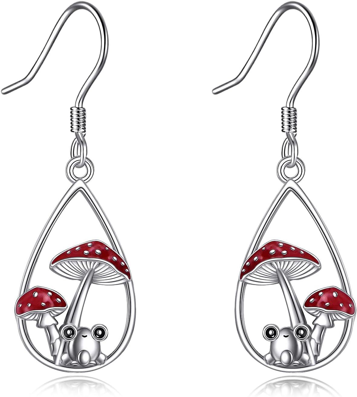 wholesale 925 Sterling Silver Mushroom Frog Drop Earrings for Women-0-0