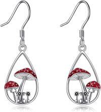 wholesale 925 Sterling Silver Mushroom Frog Drop Earrings for Women-Mushroom Frog