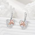 wholesale 925 Sterling Silver & 18K Rose Gold Plated Giraffe Floral Heart Drop Earrings-0-4