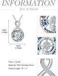 wholesale 925 Sterling Silver Infinity Compass Pendant Necklace with Blue Crystal and Cubic Zirconia Gifts for Women Girls-0-3