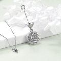 wholesale 925 Sterling Silver Crescent Moon Sunflower Urn Necklace Oxidized Cremation Memorial Ash Pendant-0-3