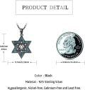 wholesale 925 Sterling Silver Black Turquoise Star of David Pendant Necklace - Jewish  for Women-0-3