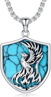 wholesale 925 Sterling Silver Phoenix Turquoise Shield Necklace for Women and Men-Phoenix