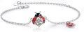 wholesale 925 Sterling Silver Red Enamel Flower and Ladybug Charm Bracelet for Women-0-0
