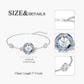 wholesale 925 Sterling Silver Blue Crystal Compass Rose Birthstone Bracelet with Black Cats and Hearts Gifts for Women & Moms-0-1