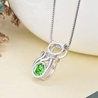 wholesale Sterling Silver Birthstone Cat Pendant Necklace for Women-August