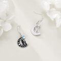 wholesale 925 Sterling Silver Moon Cat Drop Earrings with Blue Stone - Gifts for Her-0-4
