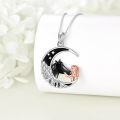 wholesale 925 Sterling Silver Moon Horse Girl Pendant Necklace s for Women-0-3