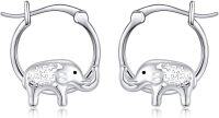 wholesale 925 Sterling Silver Elephant Hoop Earrings Gift for Women Jewelry Accessories-Elephant