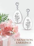 wholesale Sterling Silver Floral Teardrop Earrings w Birth Flower Engraved Gift for Women-0-32