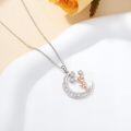 wholesale 925 Sterling Silver Cheerleader on Crescent Moon with Pom-Poms and Star Charm Pendant Necklace for Women-0-1
