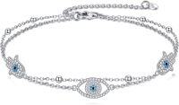 wholesale 925 Sterling Silver Evil Eye Hamsa Hand Daisy Charm Bracelet for Women-Evil Eye
