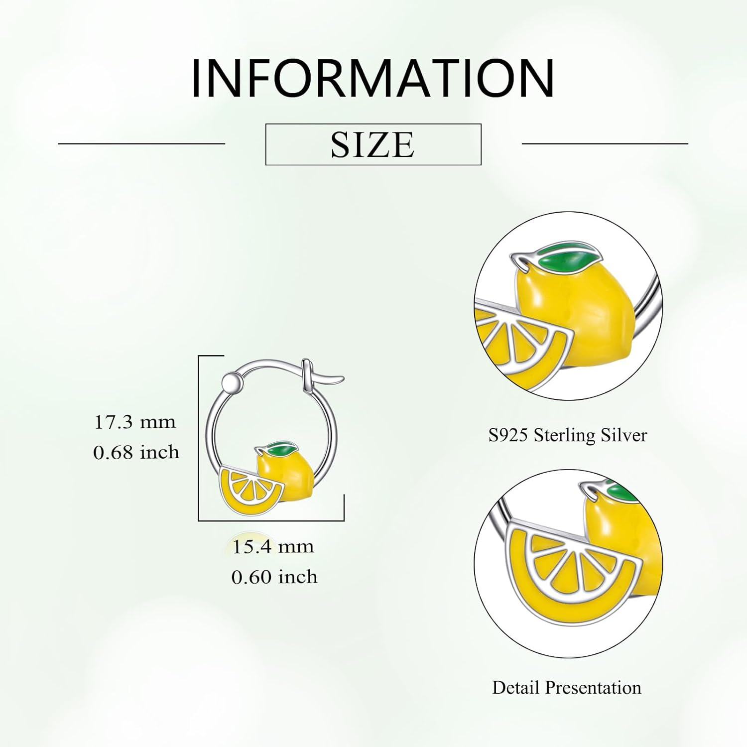 wholesale 925 Sterling Silver Lemon Slice Hoop Earrings Fruit -0-2