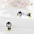 wholesale 925 Sterling Silver Penguin Stud Earrings with Gold Accents and Enamel Finish-0-2
