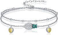 wholesale 925 Sterling Silver Pineapple & Hearts Charm Ankle Anklet-Pineapple