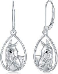 wholesale 925 Sterling Silver Horse Head Teardrop Drop Earrings for Women-Silver