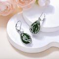 wholesale 14K Gold Plated Sterling Silver Round Natural Jade Earrings for Women-0-8