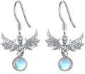 wholesale 925 Sterling Silver Hypoallergenic Dragonfly Drop Earrings with Moonstone Gemstones-0-0