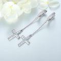 wholesale 925 Sterling Silver CZ Cross Huggie Drop Earrings for Women and Men-0-3