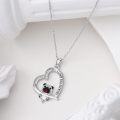 wholesale 925 Sterling Silver Pug Dog Heart Pendant Necklaces with Red Crystal and Cubic Zirconia Gift for Women-0-4
