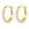 wholesale 925 Sterling Silver Hoop Earrings Wholesale With Pearl Accents-0-0