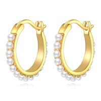 wholesale 925 Sterling Silver Hoop Earrings Wholesale With Pearl Accents-I-Pearl-I-Pearl