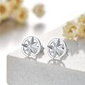 wholesale 925 Sterling Silver Compass Rose Stud Earrings with Cubic Zirconia (D VVS)-0-1