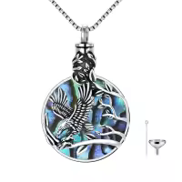 TOUPOP Sterling Silver Abalone Shell Eagle Cremation Urn Necklace-undefined
