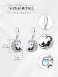 wholesale 925 Sterling Silver Moonstone Earrings with Tree of Life and Black Cat Design - Unique s for Women-0-1