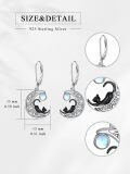 wholesale 925 Sterling Silver Moonstone Earrings with Tree of Life and Black Cat Design - Unique s for Women-0-1