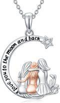 wholesale 925 Sterling Silver Love You to the Moon and Back Sisters Pendant Necklace with Angel Design-0-0