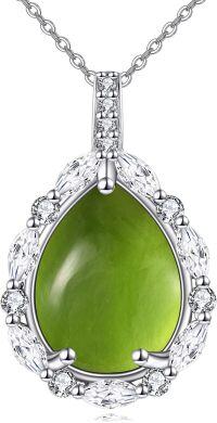 wholesale Sterling Silver Lapis Moonstone Moss Agate Larimar Onyx Cubic Zirconia Pendant Necklace-Peridot